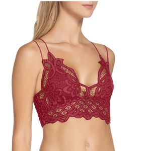 Free People Burgundy Lace Top